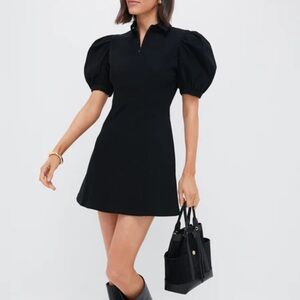 Elegant Black Puff Sleeve Mini Dress